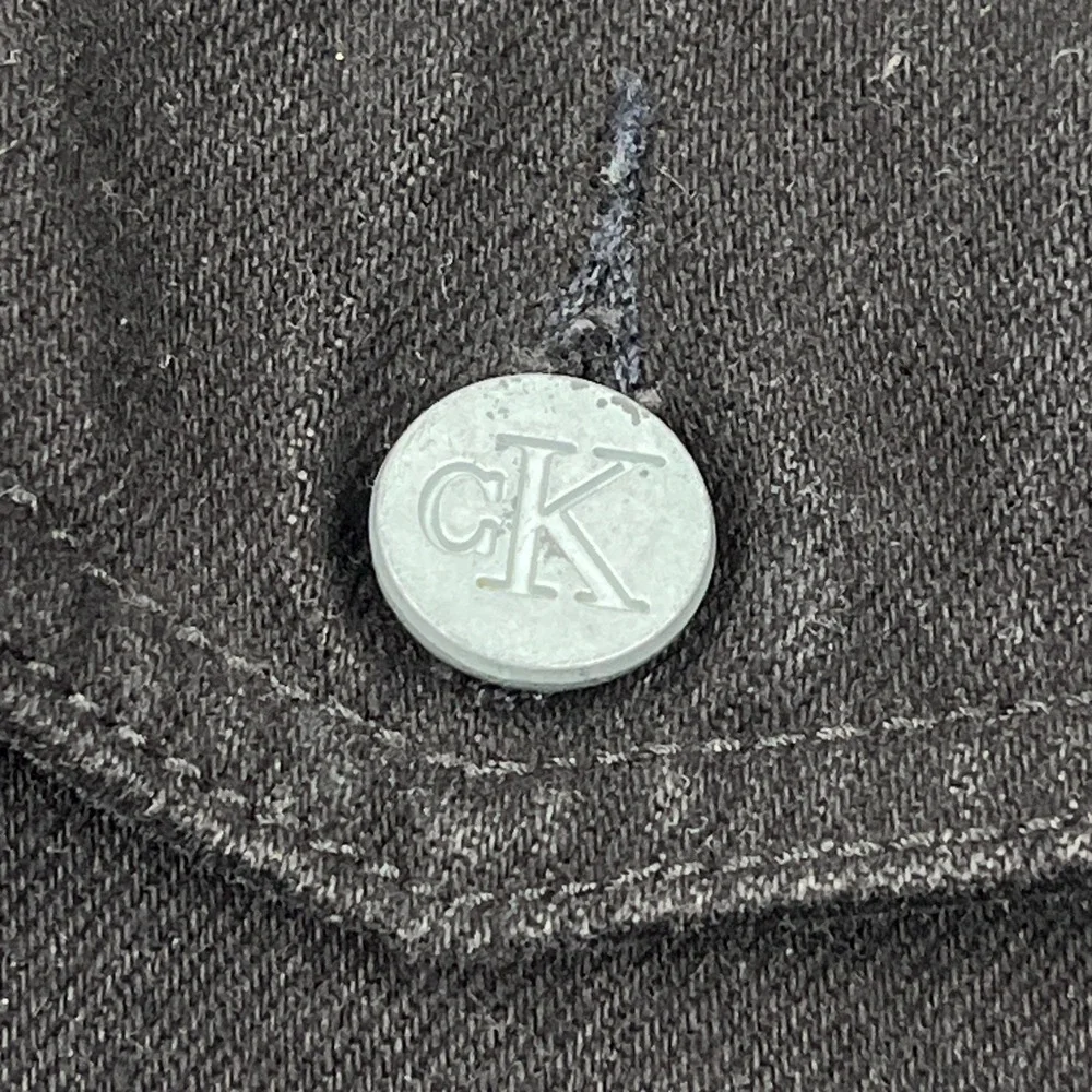 VTG Calvin‎ Klein Jean Jacket Men's Large Black Denim Trucker Hand Pockets USA